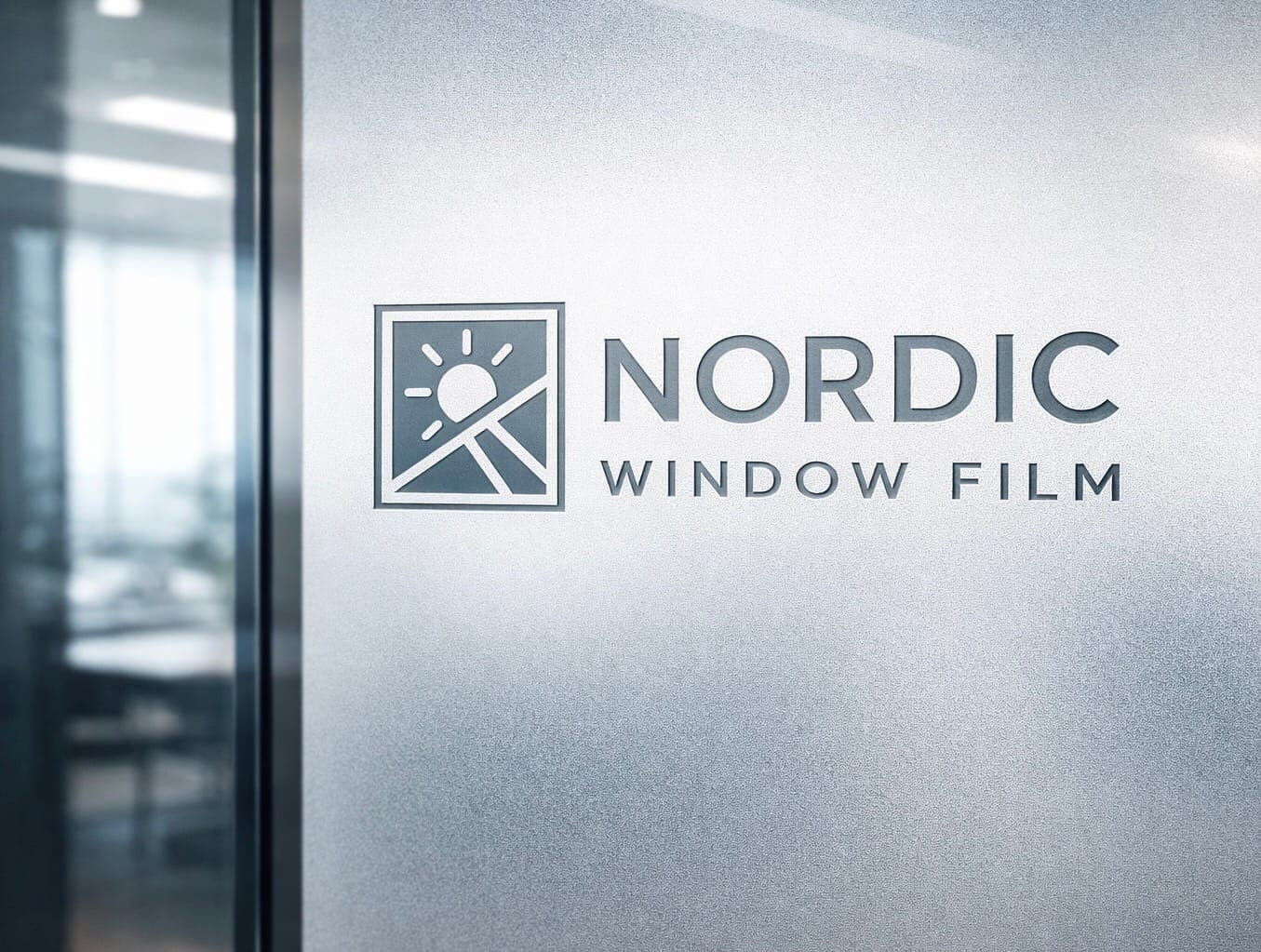 Frostfilm med Nordic Window Film logotyp